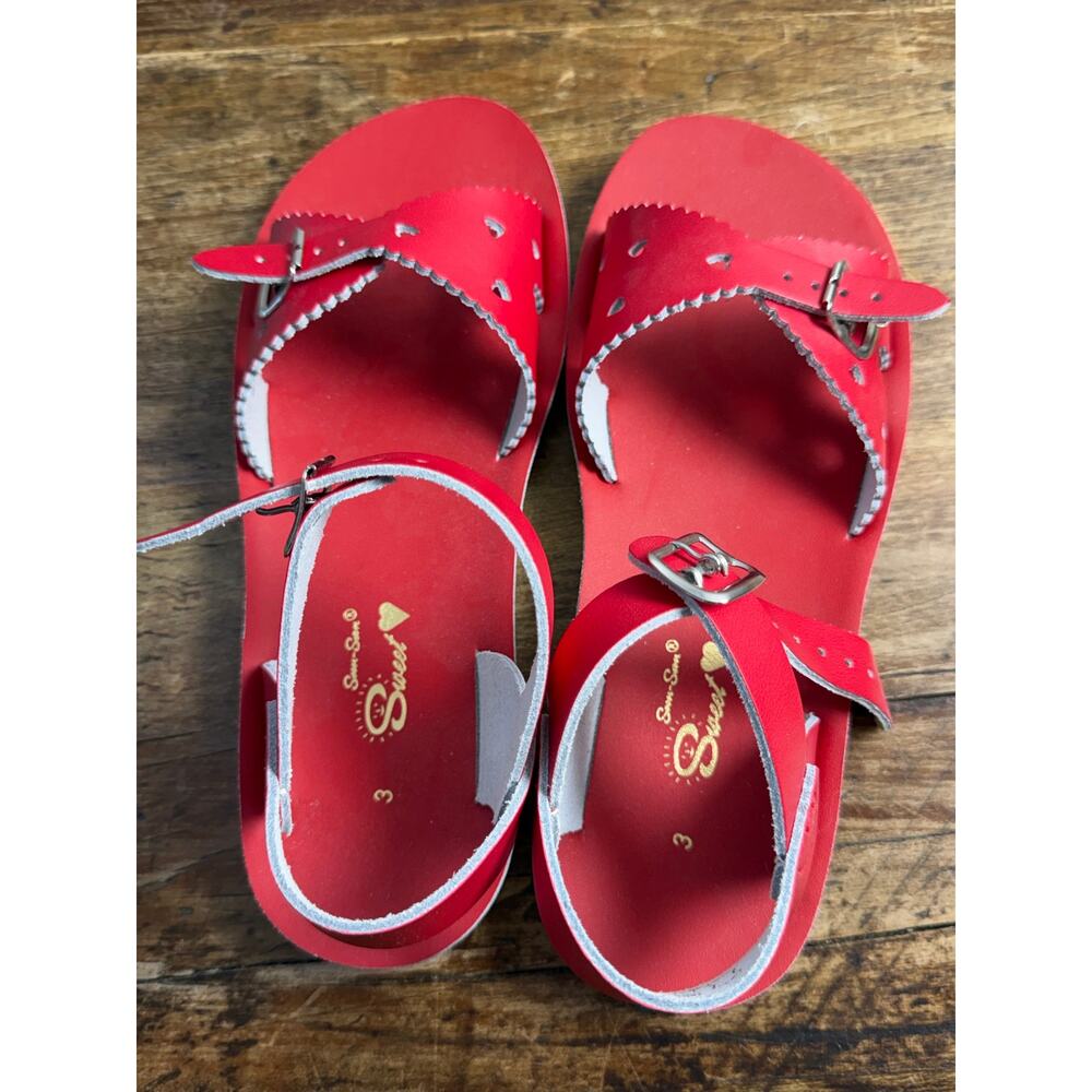 Sun-San Sweetheart Red Sandals Girl's size 3 New - Picture 5 of 7